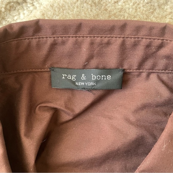 Rag & Bone Mix Media Polo Shirt in Chocolate | Women’s Size Small - Picture 5 of 5
